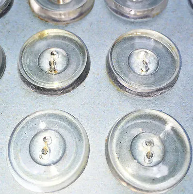 24 Vintage 1.7cm Clear Chunky Buttons