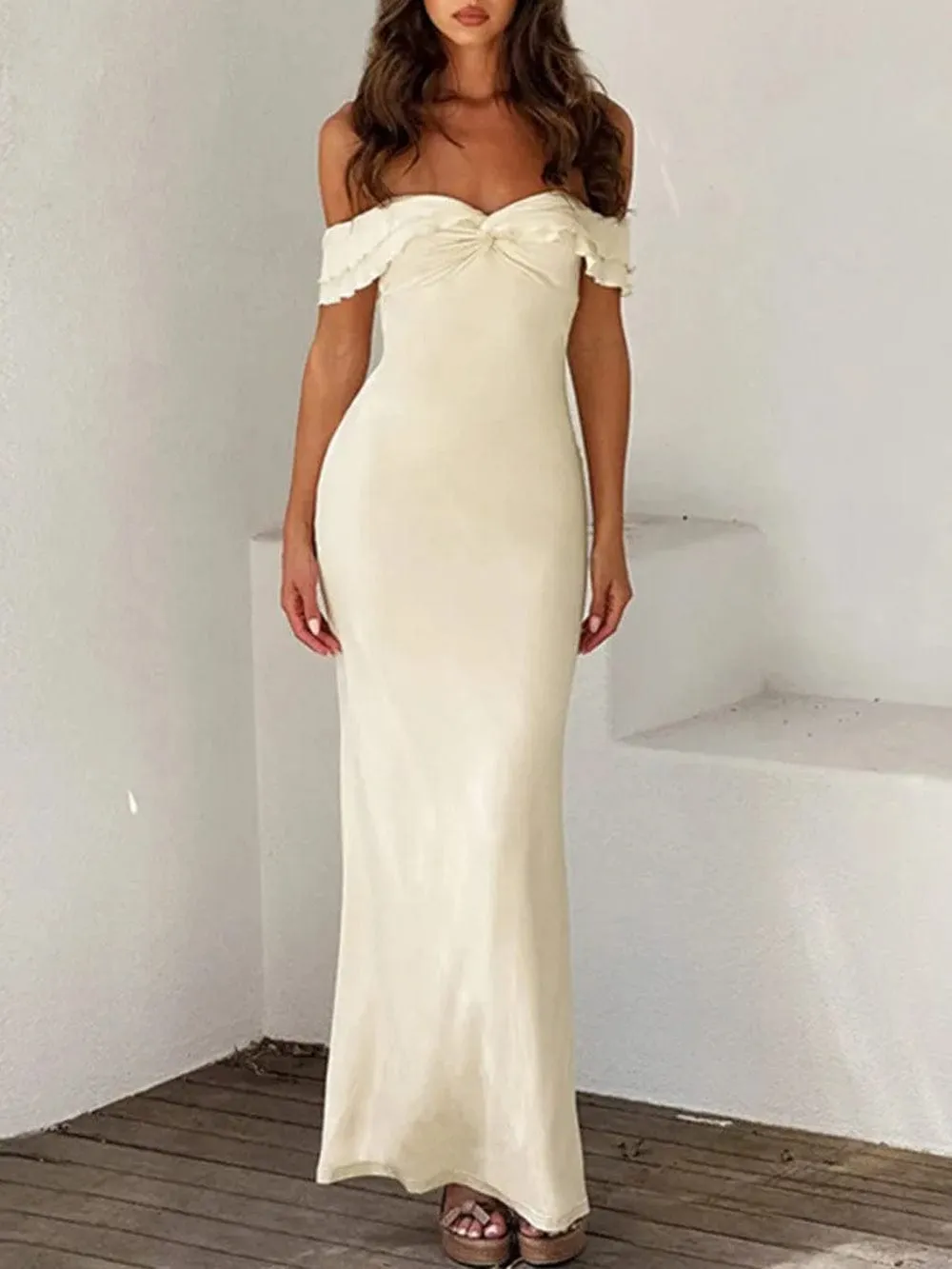 Alexandra Strapless Off Shoulder Maxi Dress