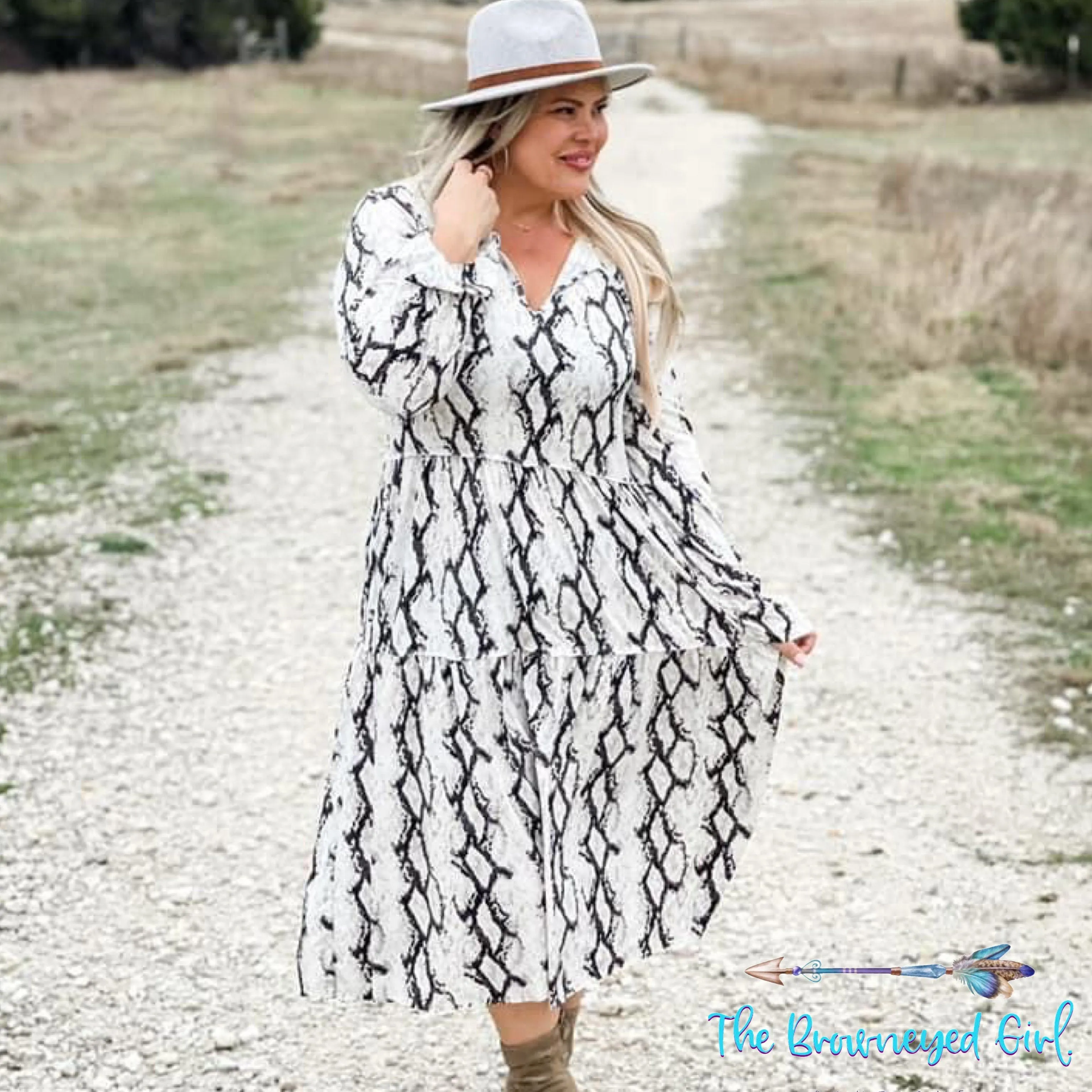 Amelia Boho Snake Print  V-neck Maxi