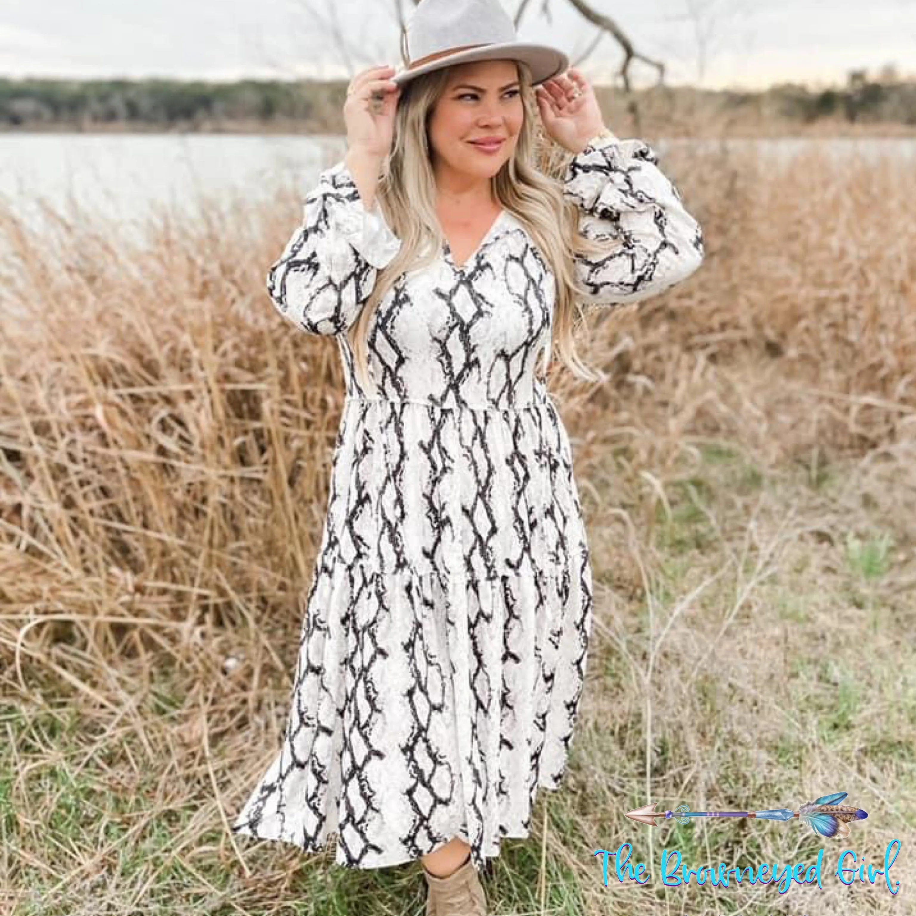 Amelia Boho Snake Print  V-neck Maxi