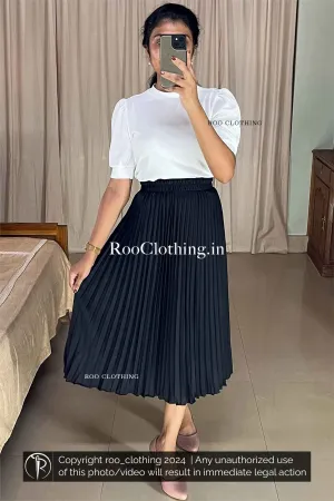 Black Accordion Pleated Skirt Only