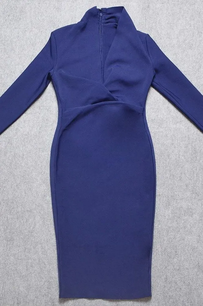 Blaire Long Sleeve Bandage Dress - Navy Blue