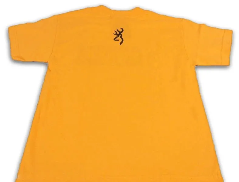 Browning Kid's Buckmark Ripped Label T-Shirt, Yellow, Medium