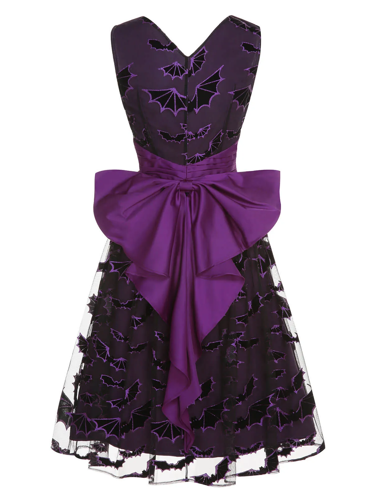 Deep Purple 1950s Halloween Bat Bow Dress