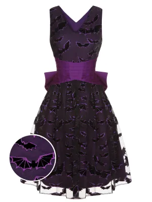 Deep Purple 1950s Halloween Bat Bow Dress