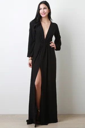 Deep V-Neck Slit Dress