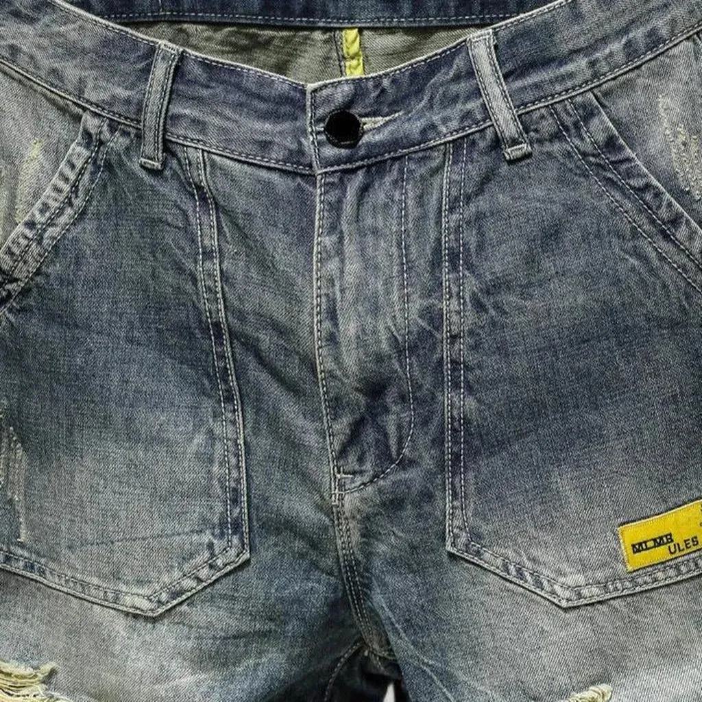 Distressed vintage men's denim shorts