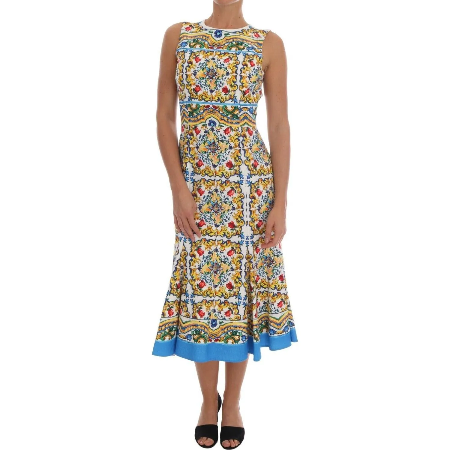 Dolce & Gabbana Majolica Print Midi Sheath Dress