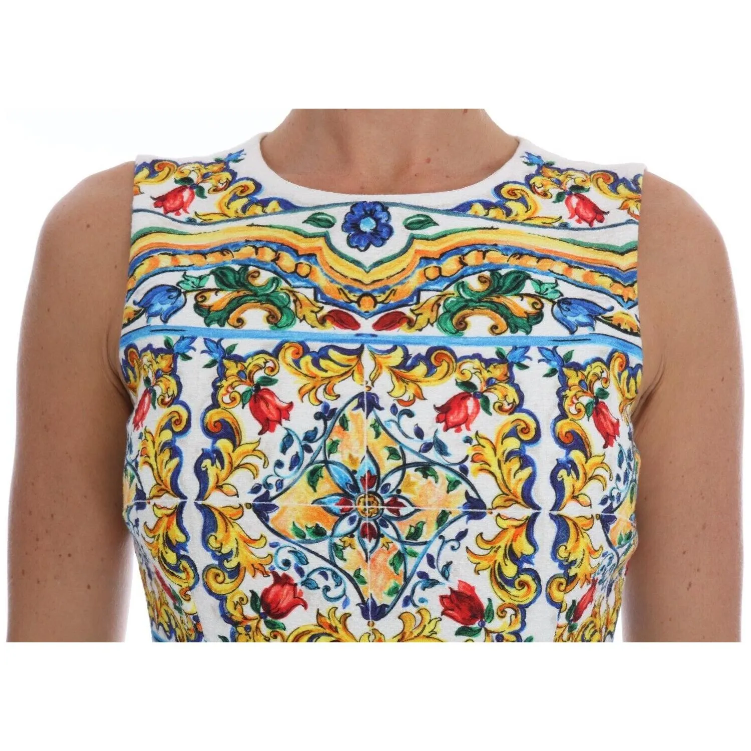 Dolce & Gabbana Majolica Print Midi Sheath Dress