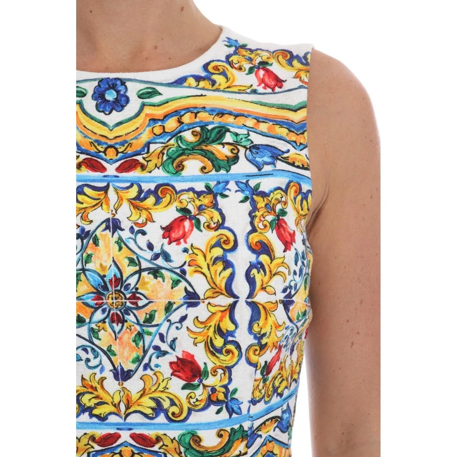 Dolce & Gabbana Majolica Print Midi Sheath Dress