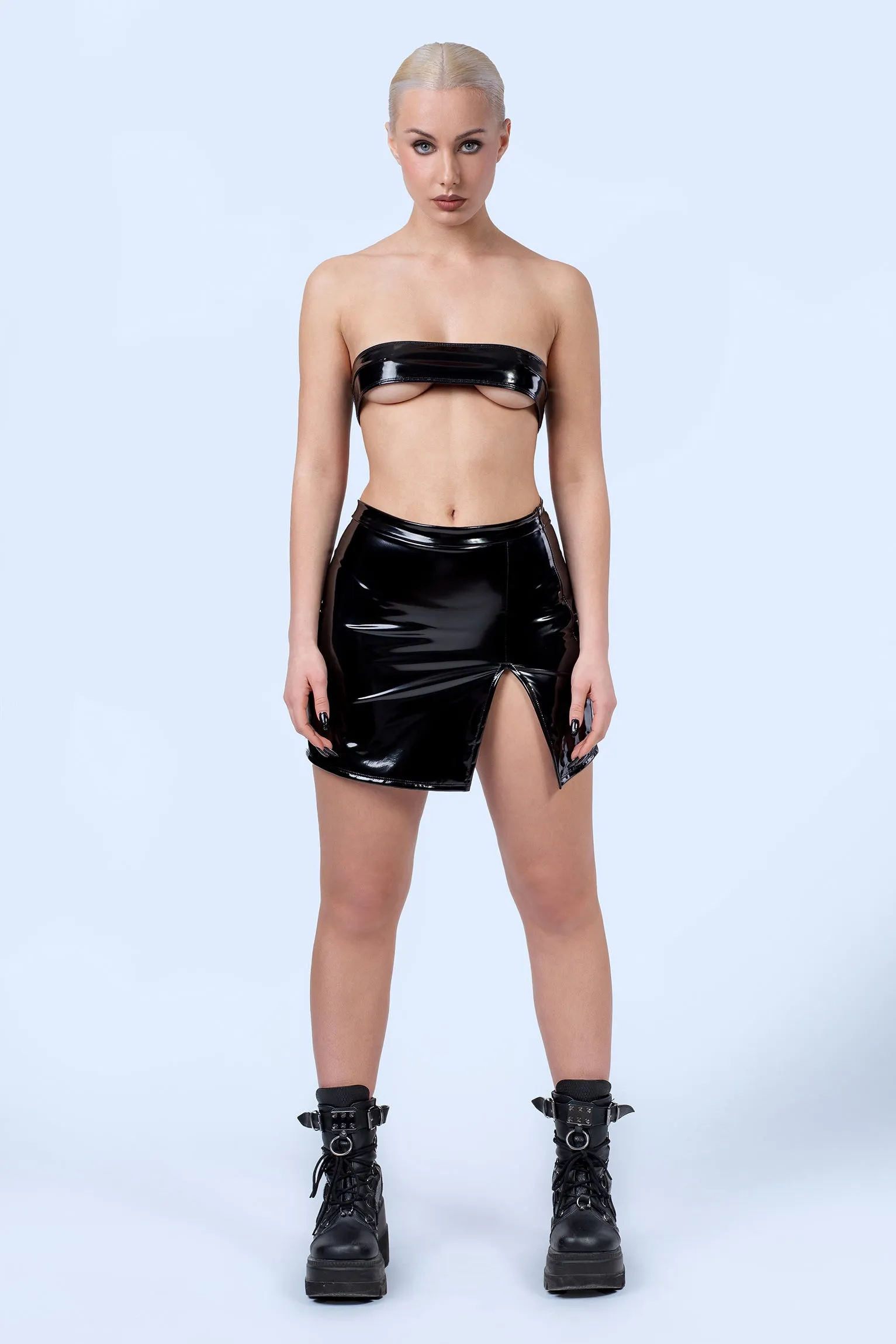 Dominatrix High Slit Vinyl Skirt