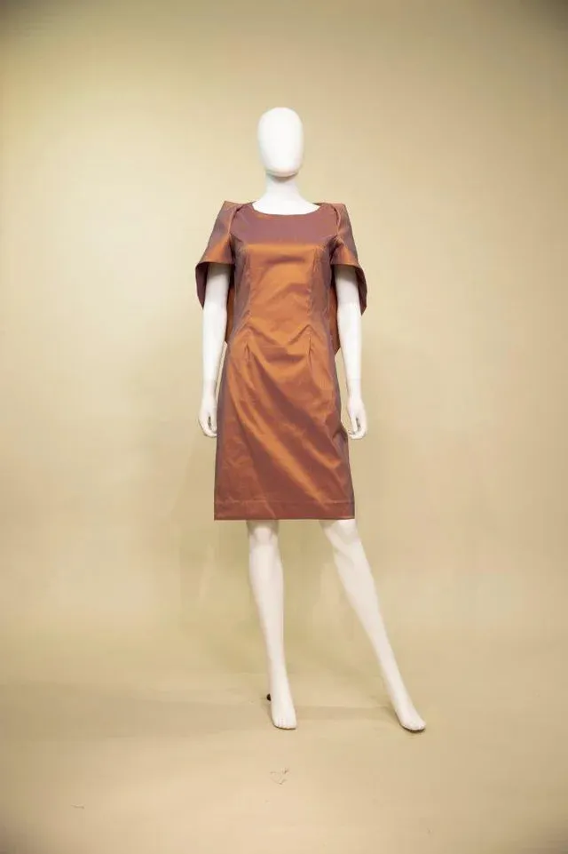 Dupioni Tie Dress | Cinnamon