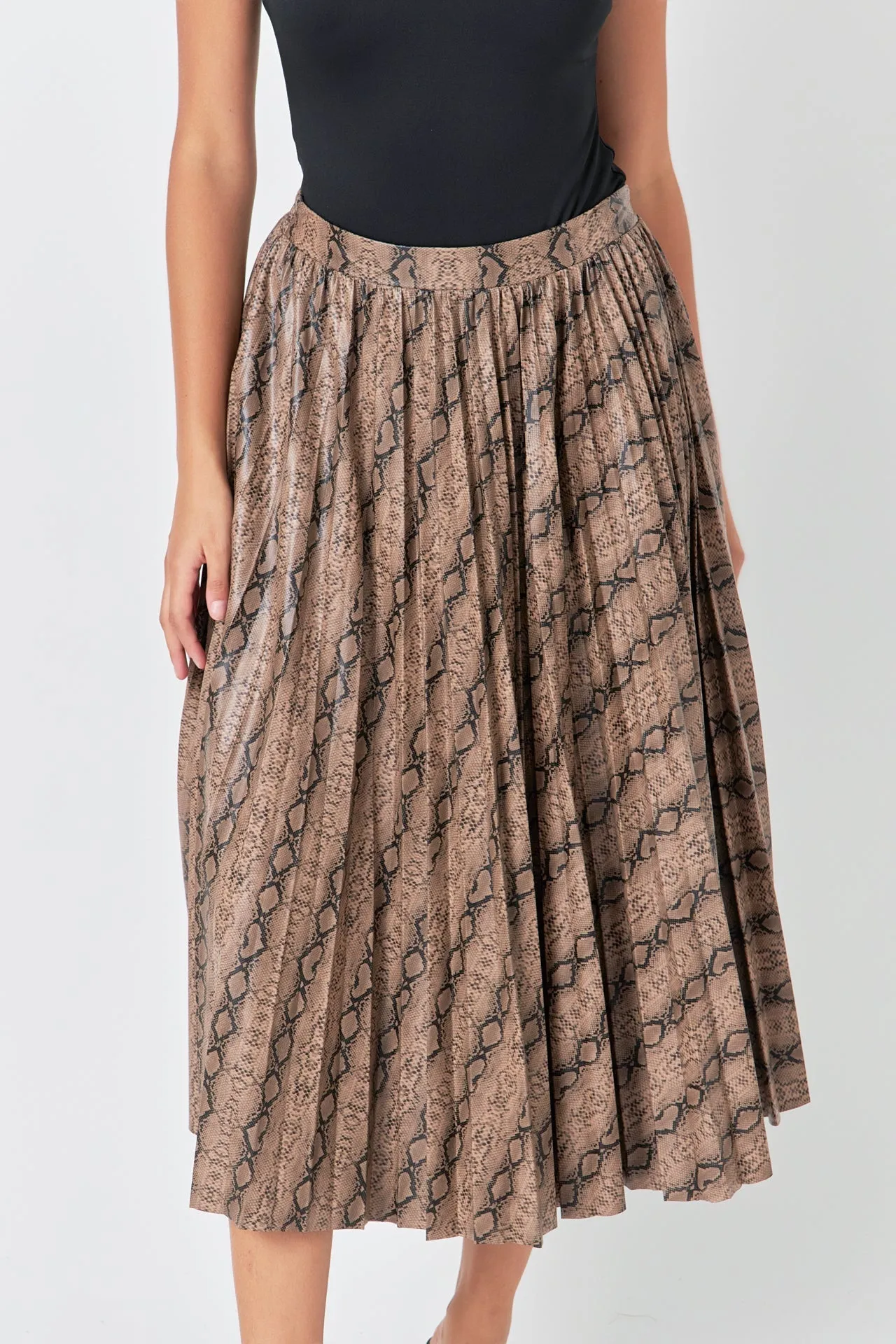 Endless Rose - Snake Print Pleated Midi Skirt