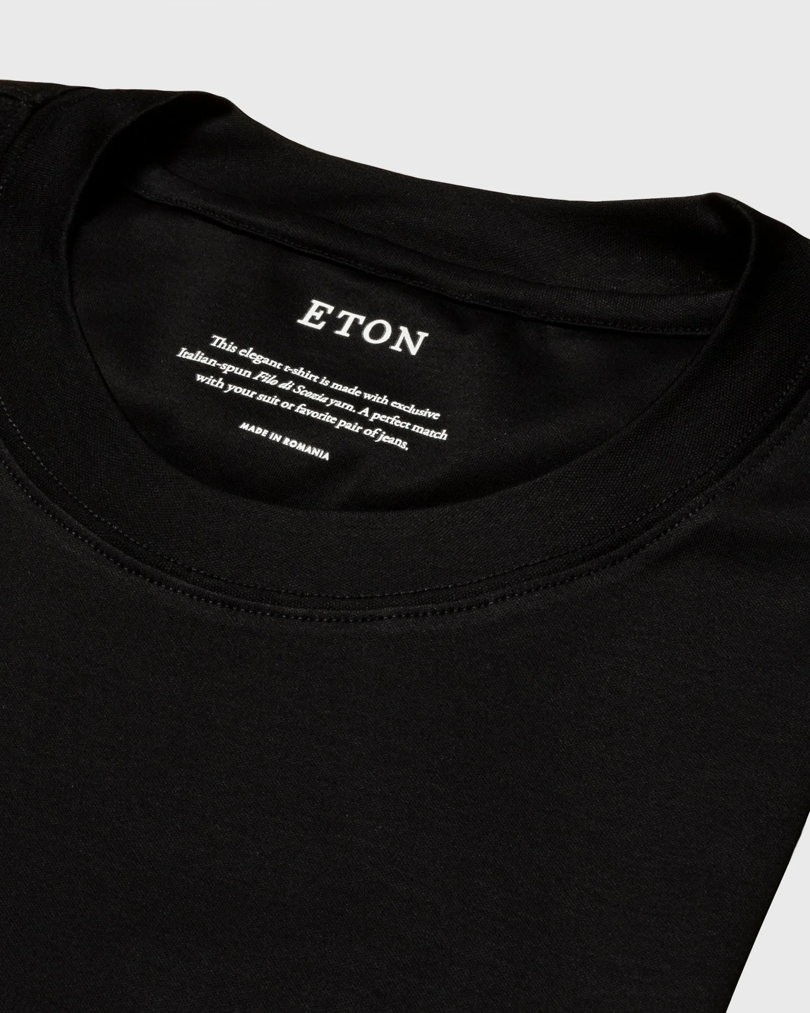 ETON 100002356178 SS FILO DI SCOZIA BLACK CREW T-SHIRT