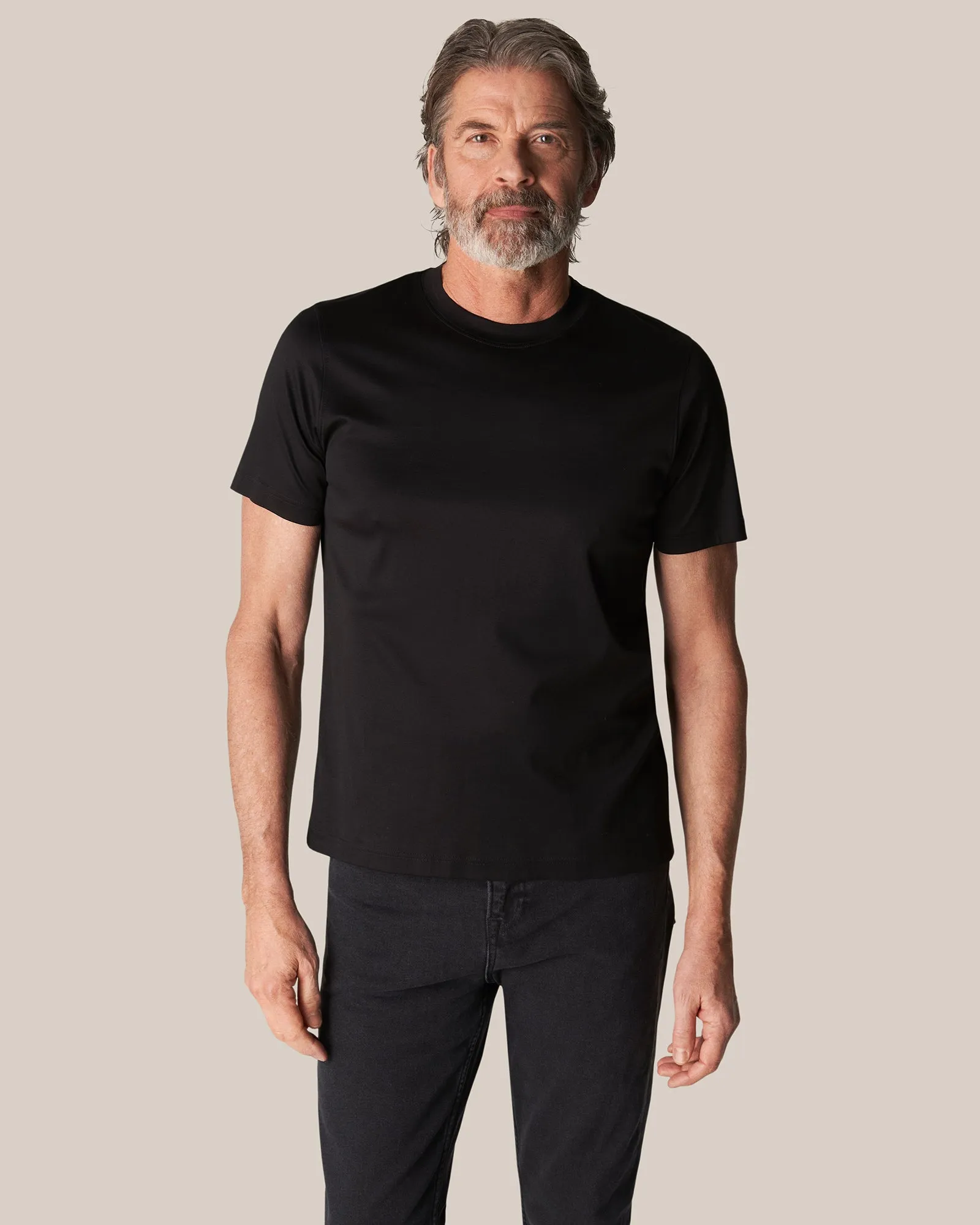 ETON 100002356178 SS FILO DI SCOZIA BLACK CREW T-SHIRT