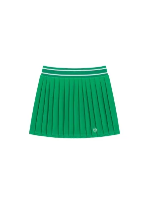 Flag Waistband Pleated Skirt- Green