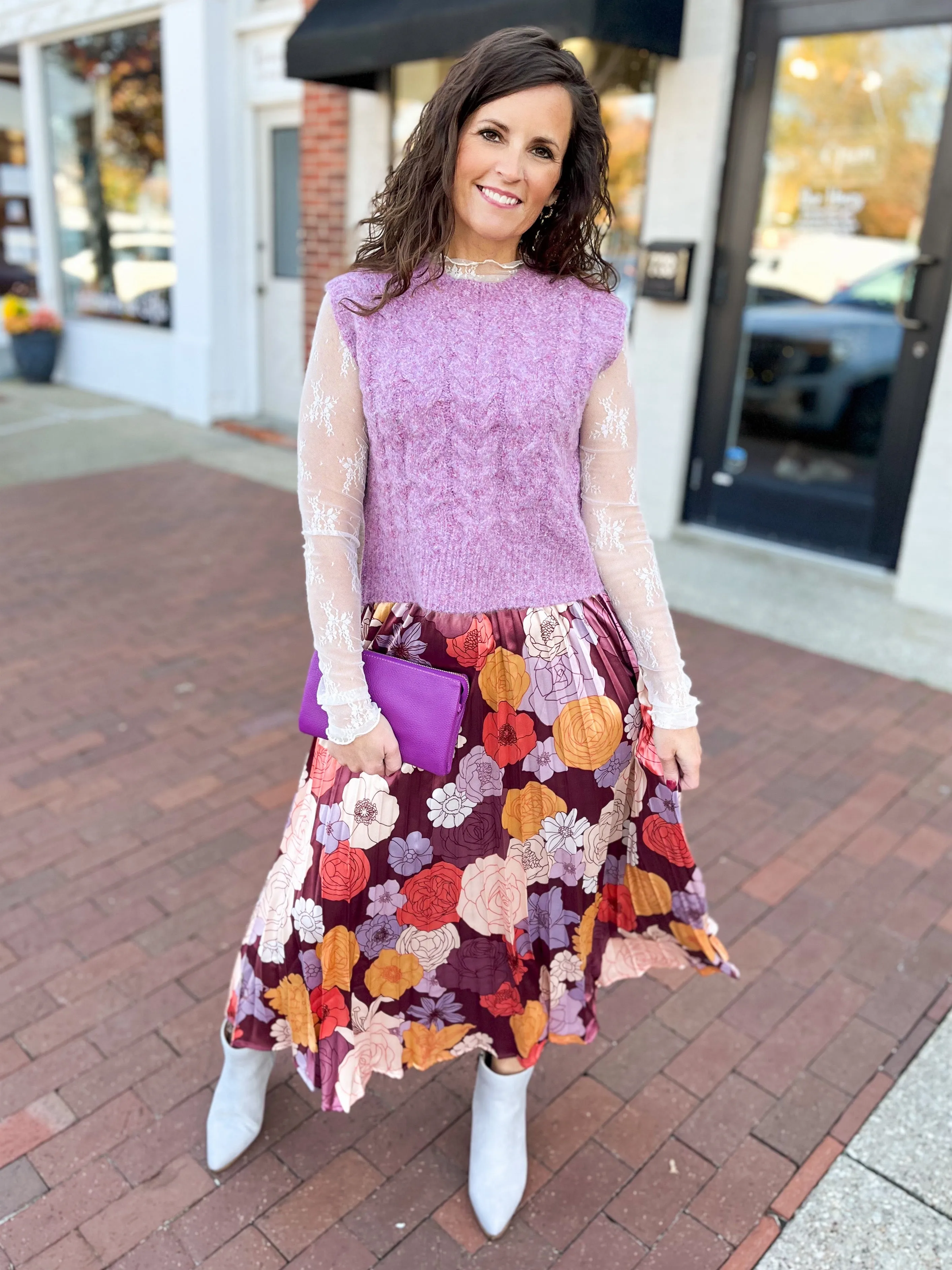 Floral Pleated Maxi Skirt