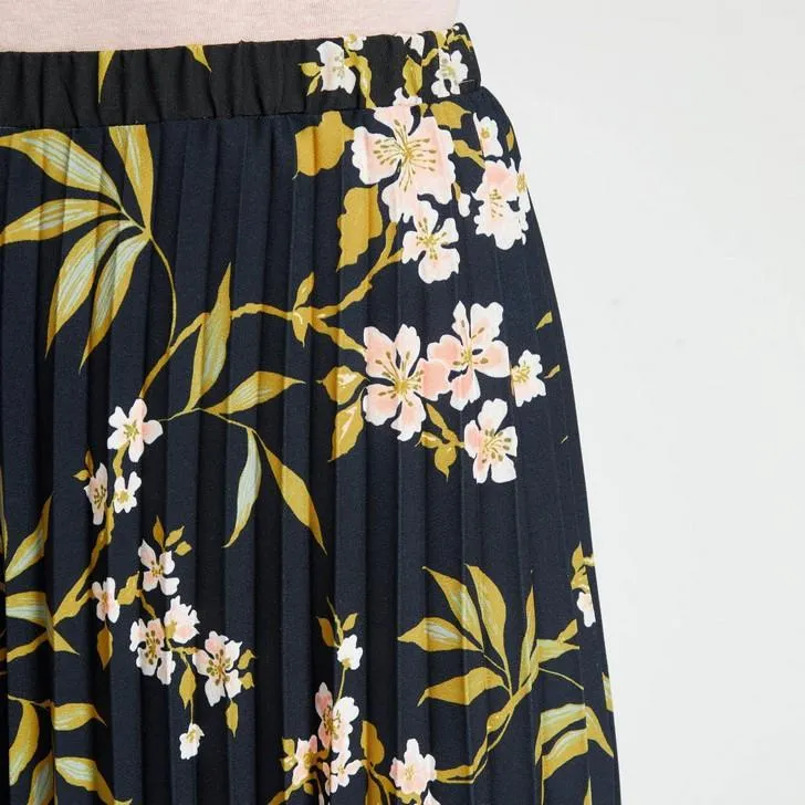 Floral Pleated Midi Skirt