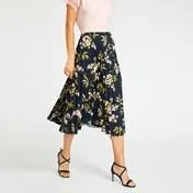 Floral Pleated Midi Skirt