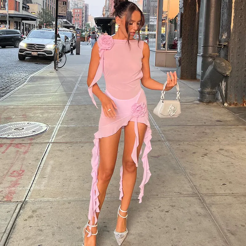 Giabella See Through Ruffle Dress