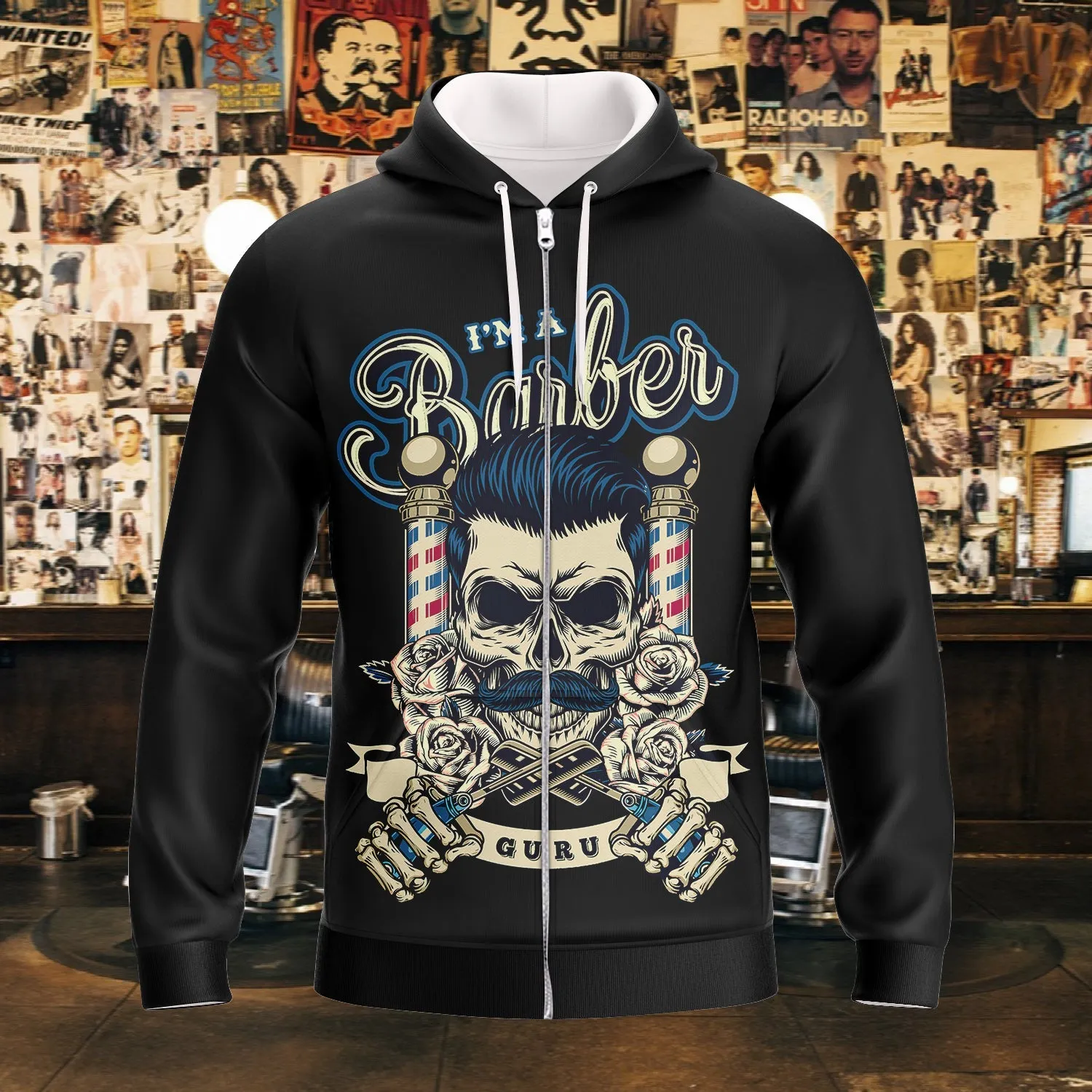 I'm A Barber Skull 3D Full Print Sweatshirt Zip Hoodie, Perfect Gift for Barber Christmas