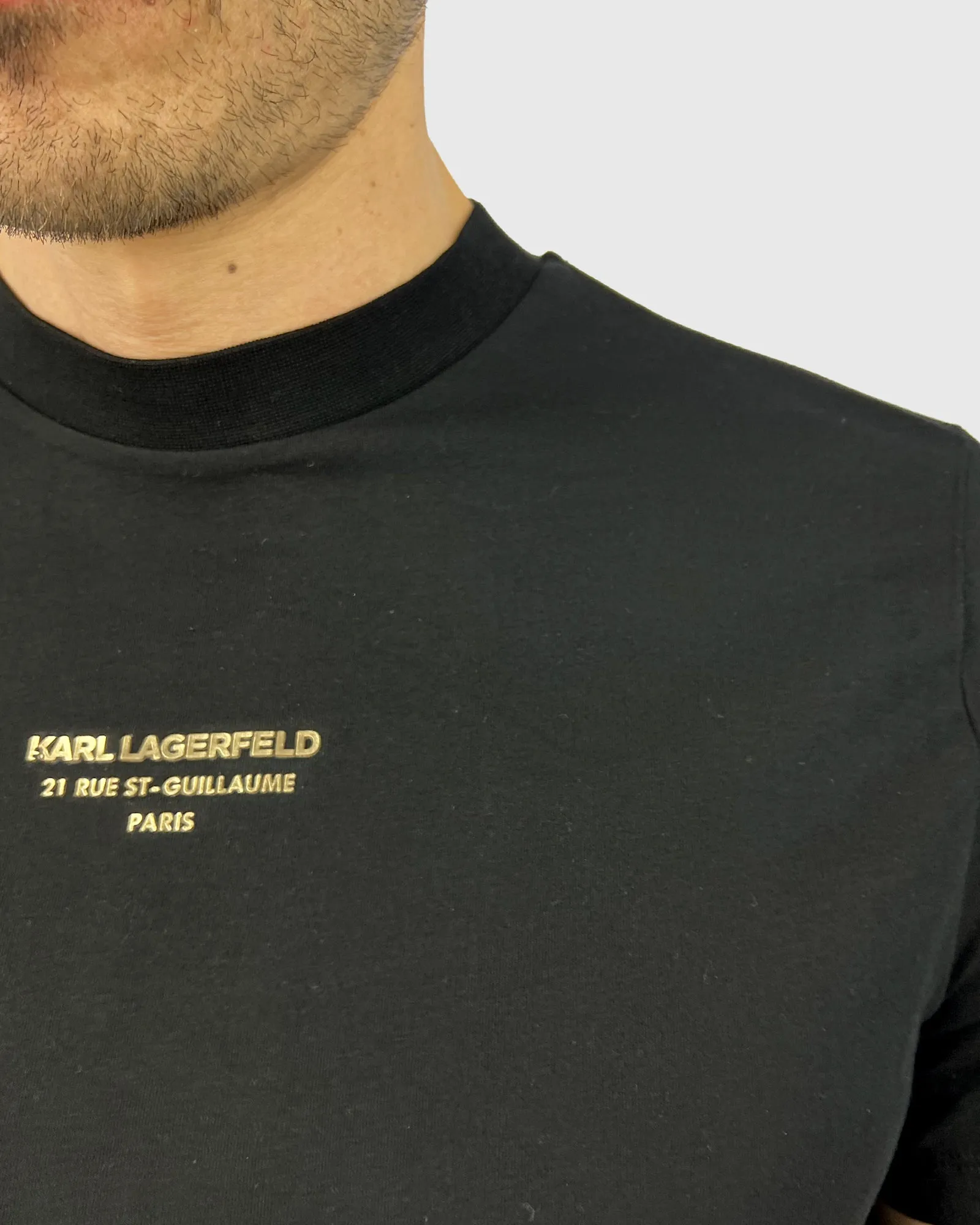 Karl Lagerfeld Mens Black Crew Neck T-Shirt, Style 755059, Spring/Summer Collection