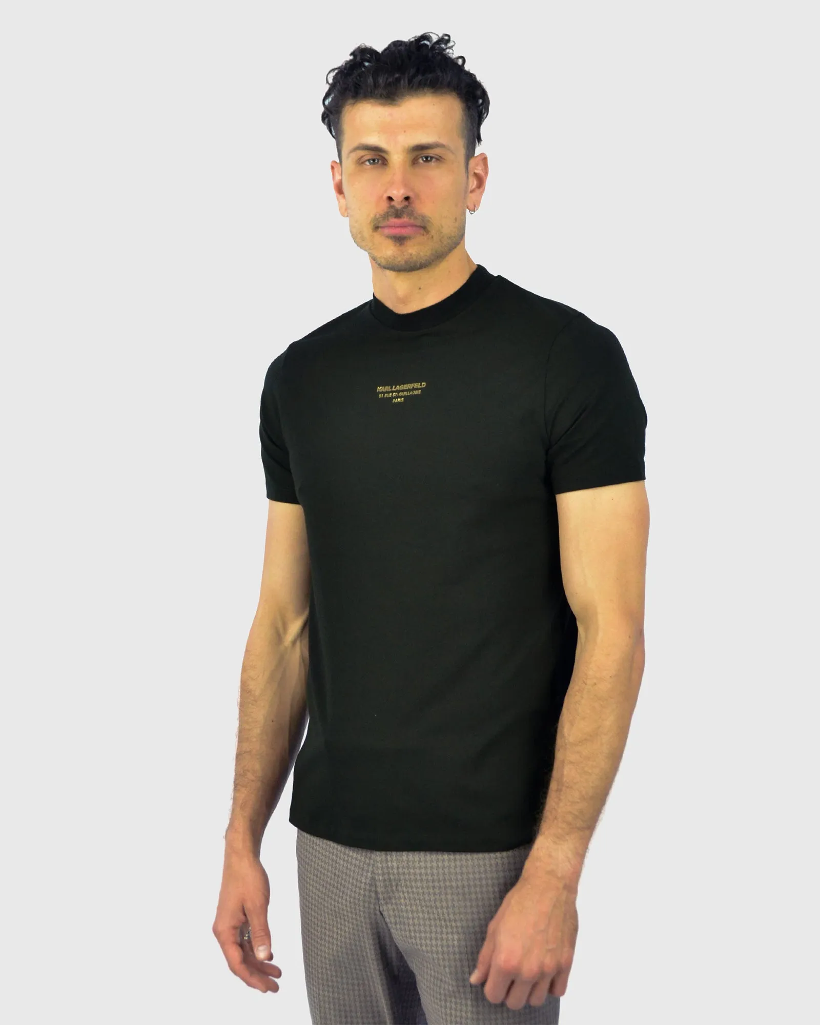 Karl Lagerfeld Mens Black Crew Neck T-Shirt, Style 755059, Spring/Summer Collection