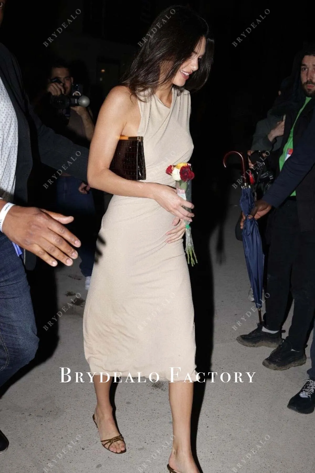 Kendall Jenner Light Champagne 2024 Loulou Restaurant Dress