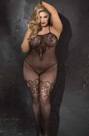 Lace & Fishnet Bodystocking - Plus Size