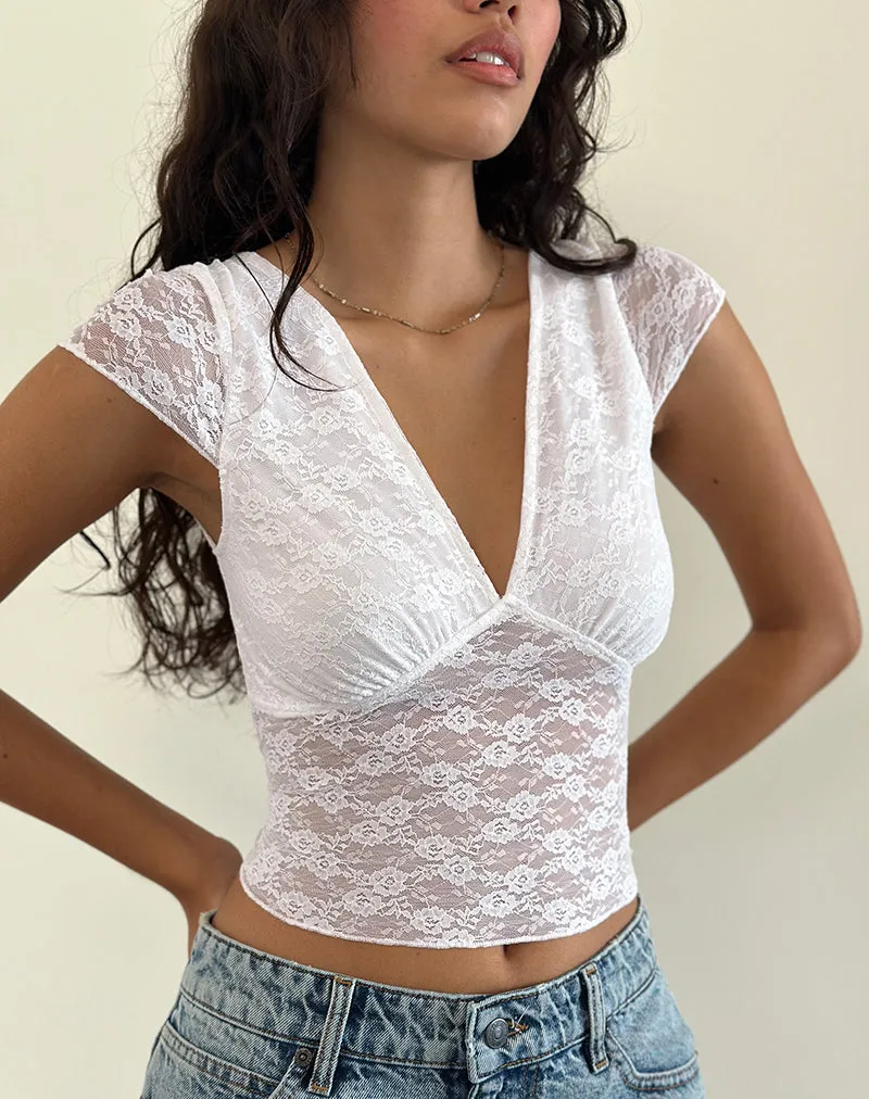 Livra Top in Clover Lace White