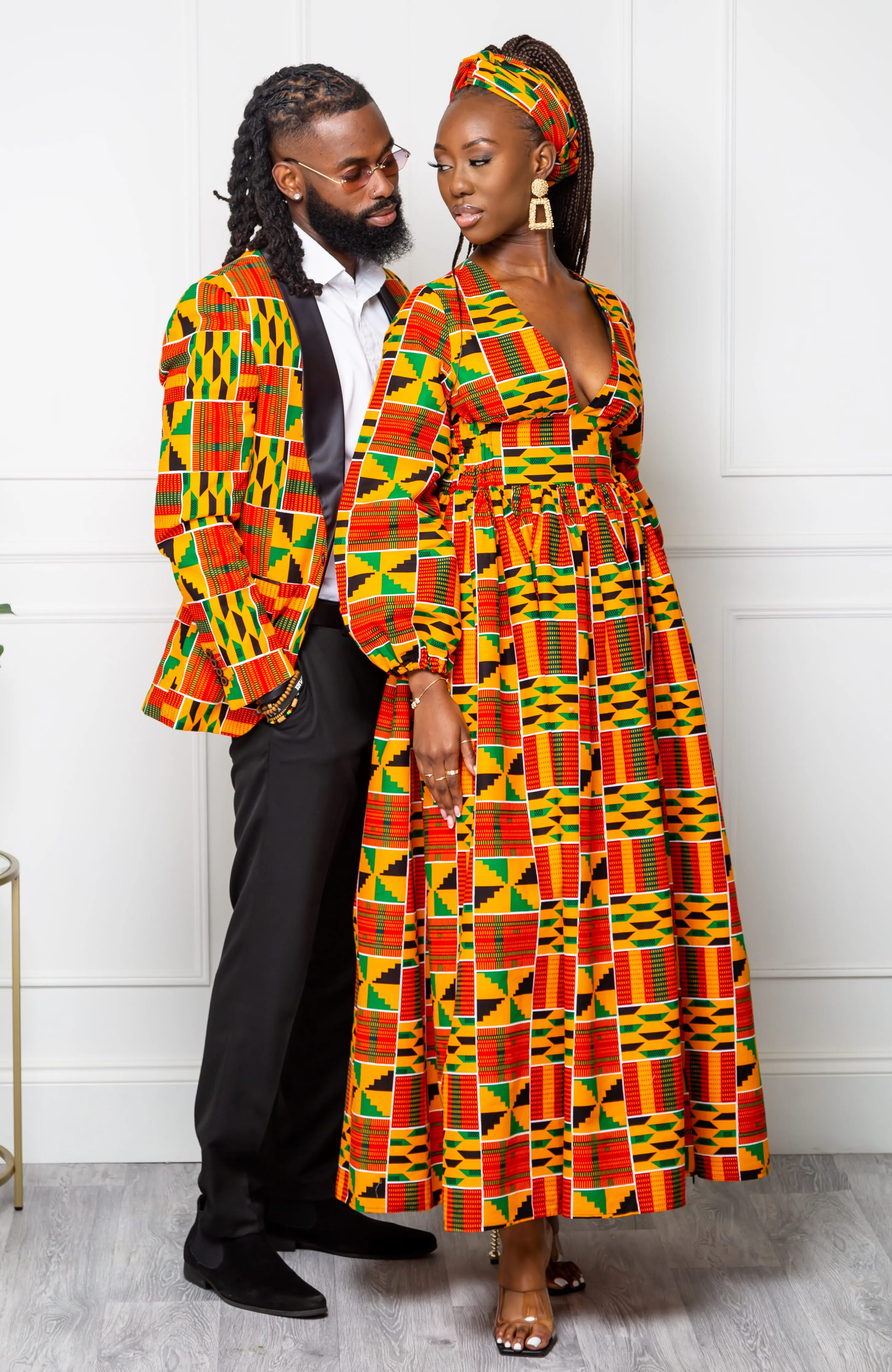 Low Neck Deep V Long Sleeve | African Maxi Dress  - KENYA