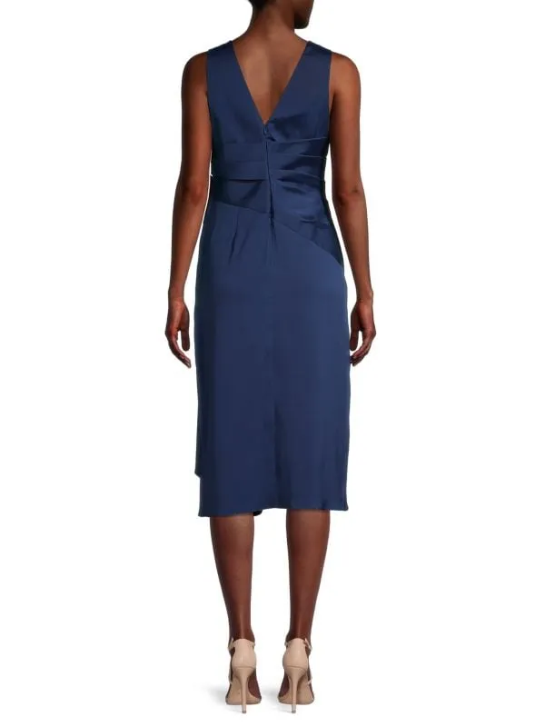 Mikado dress with bow and belt Aidan Mattox Navy