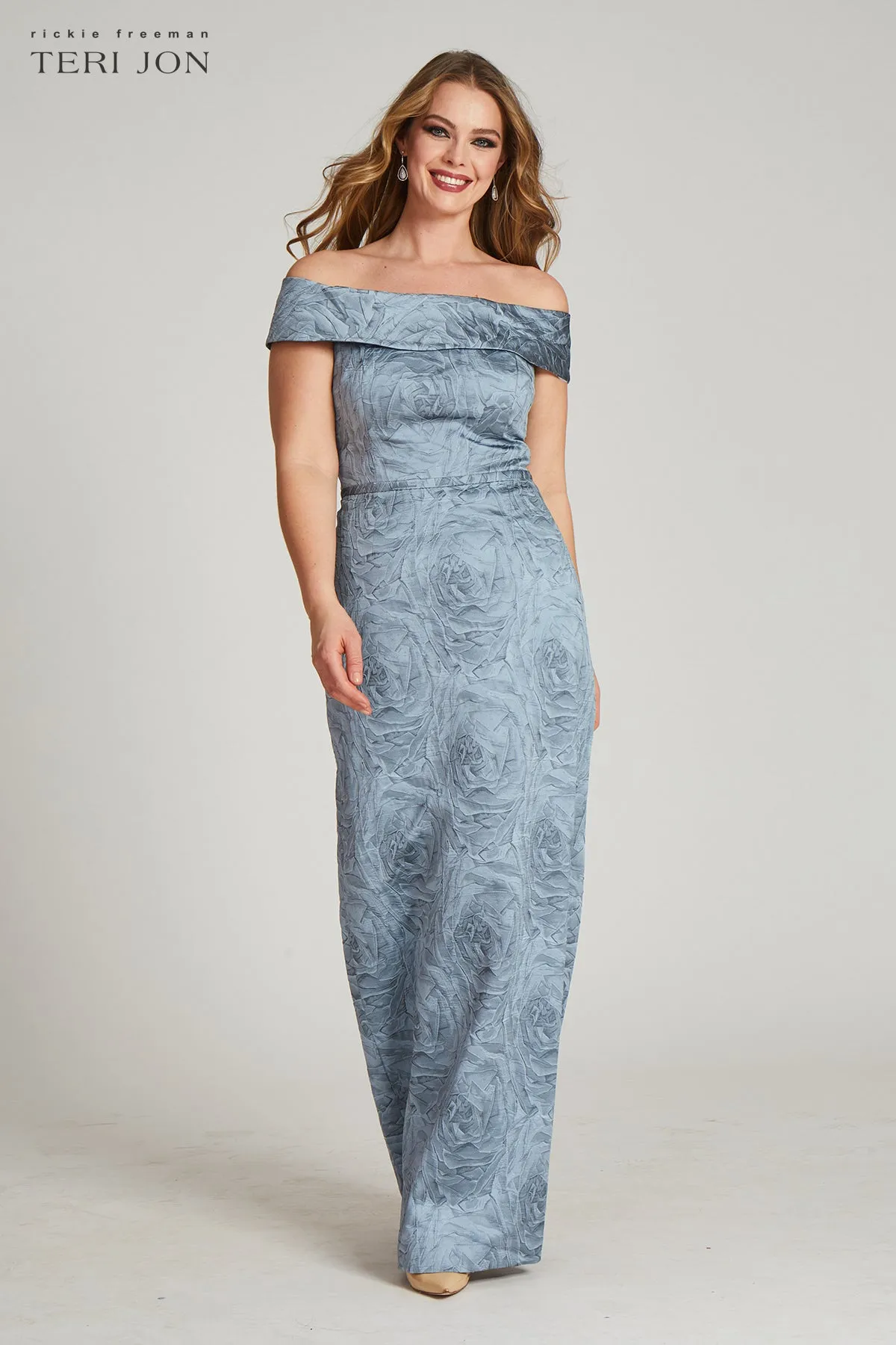 Off The Shoulder Jacquard Gown