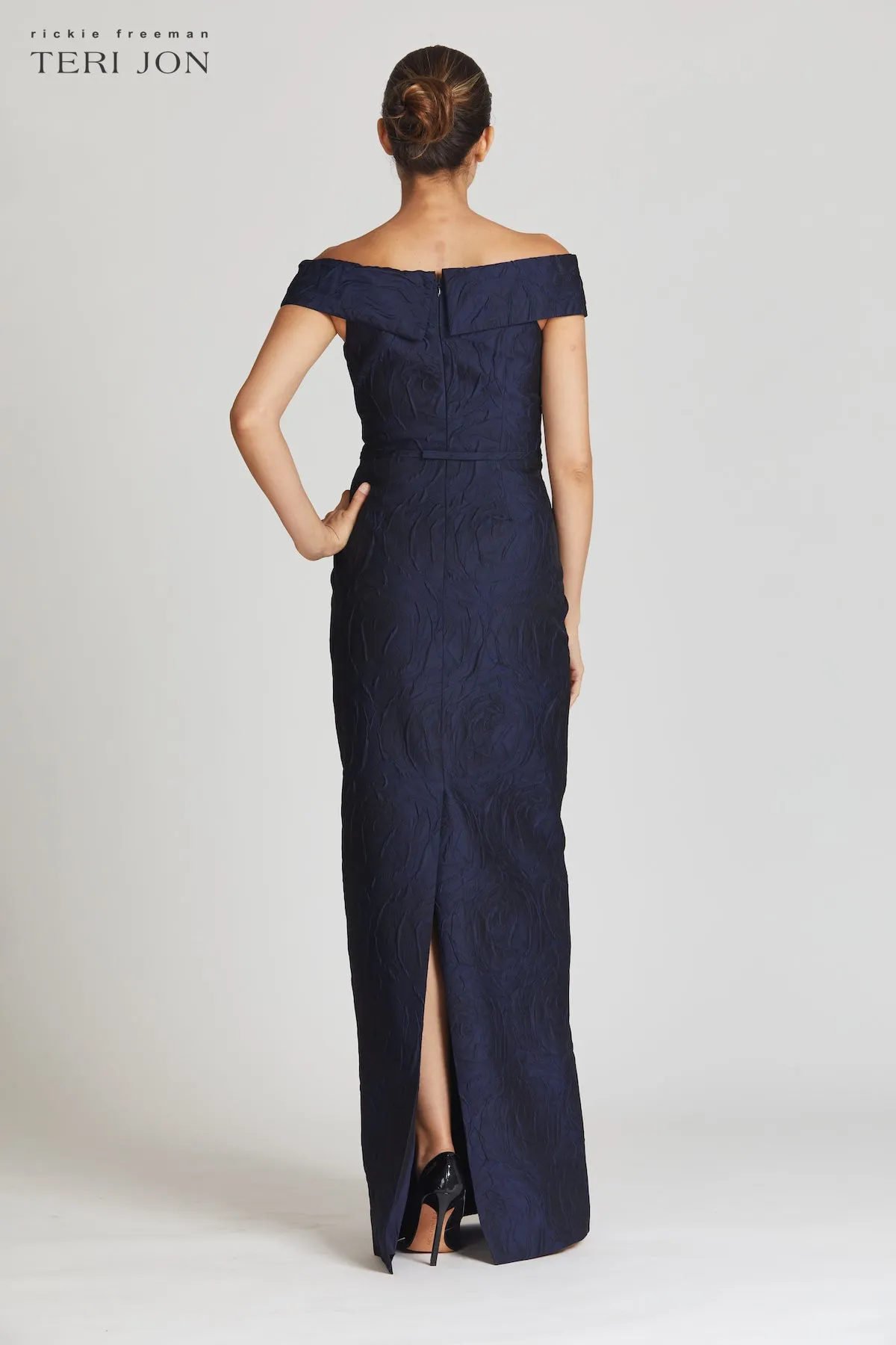 Off The Shoulder Jacquard Gown