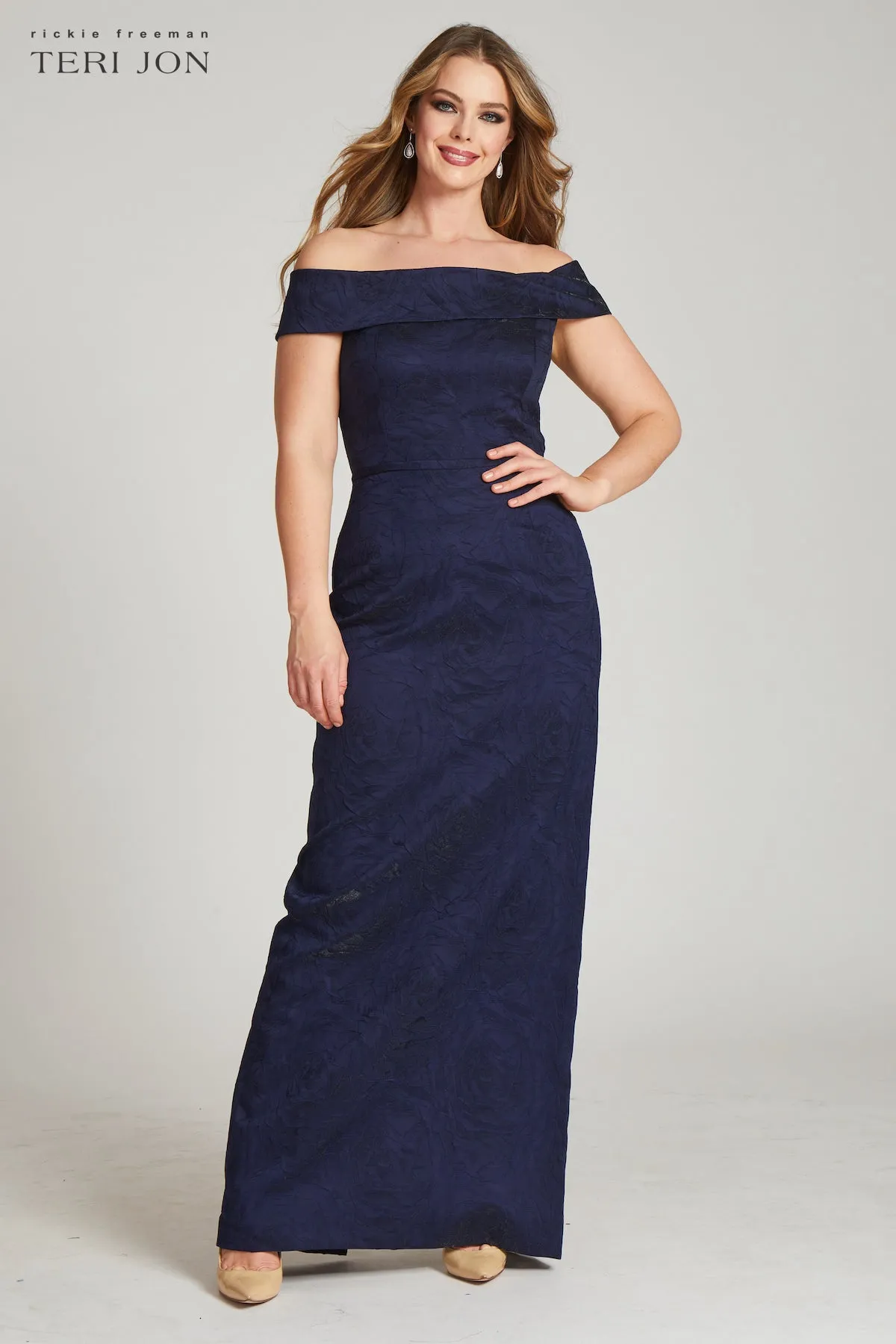 Off The Shoulder Jacquard Gown