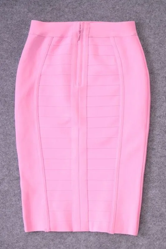 Pencil High Waist Bandage Knee Length Cocktail Skirt - Dusty Pink