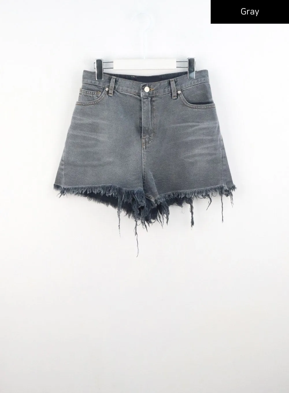 Ripped Hem Wide Denim Shorts CL312