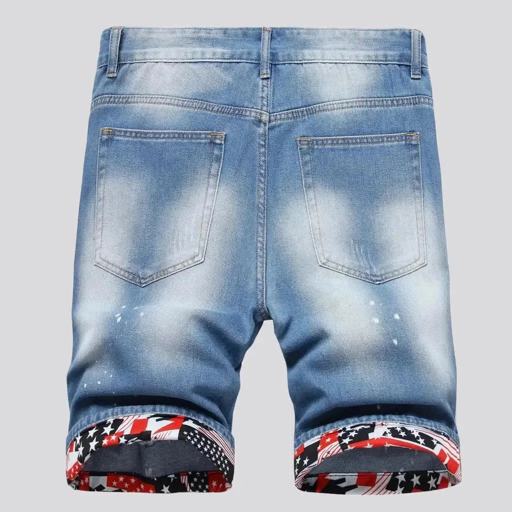 Ripped men's denim shorts