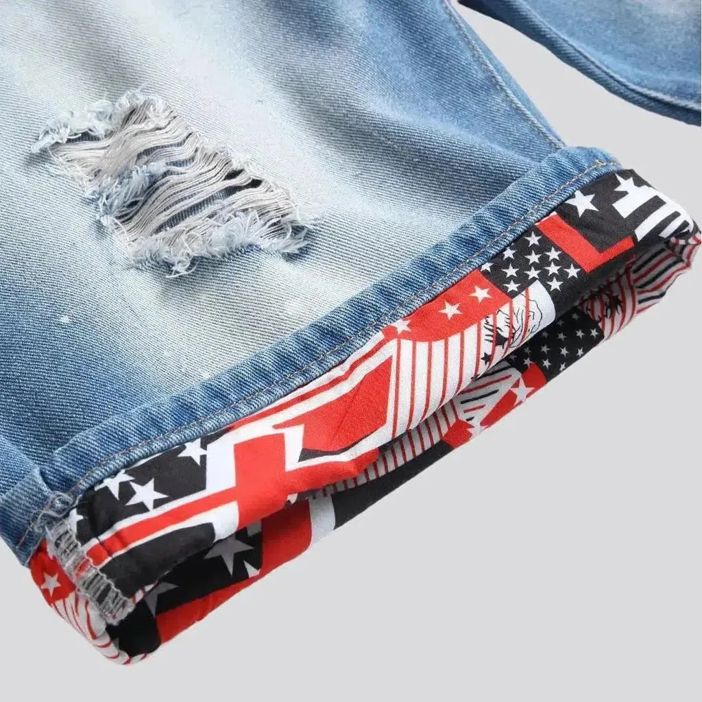 Ripped men's denim shorts