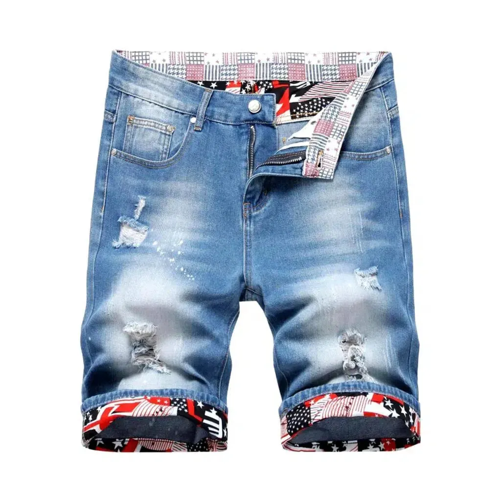 Ripped men's denim shorts