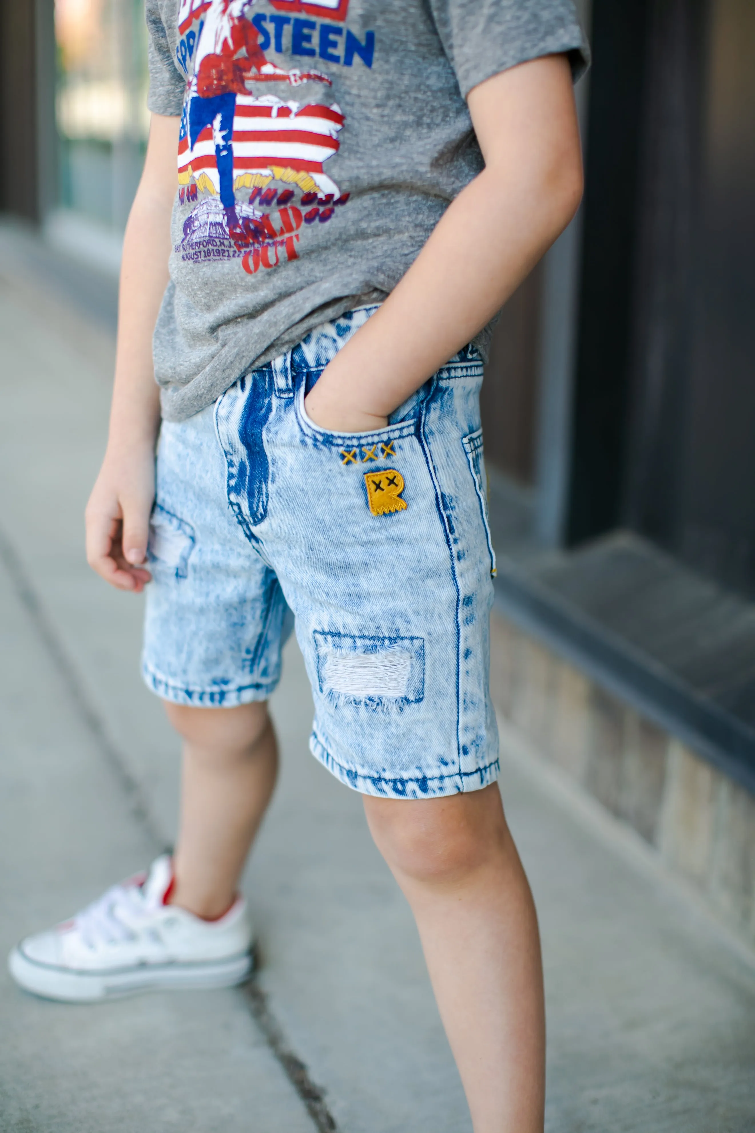 Rock Your Kid - Ripped Denim Shorts in Indigo (3)