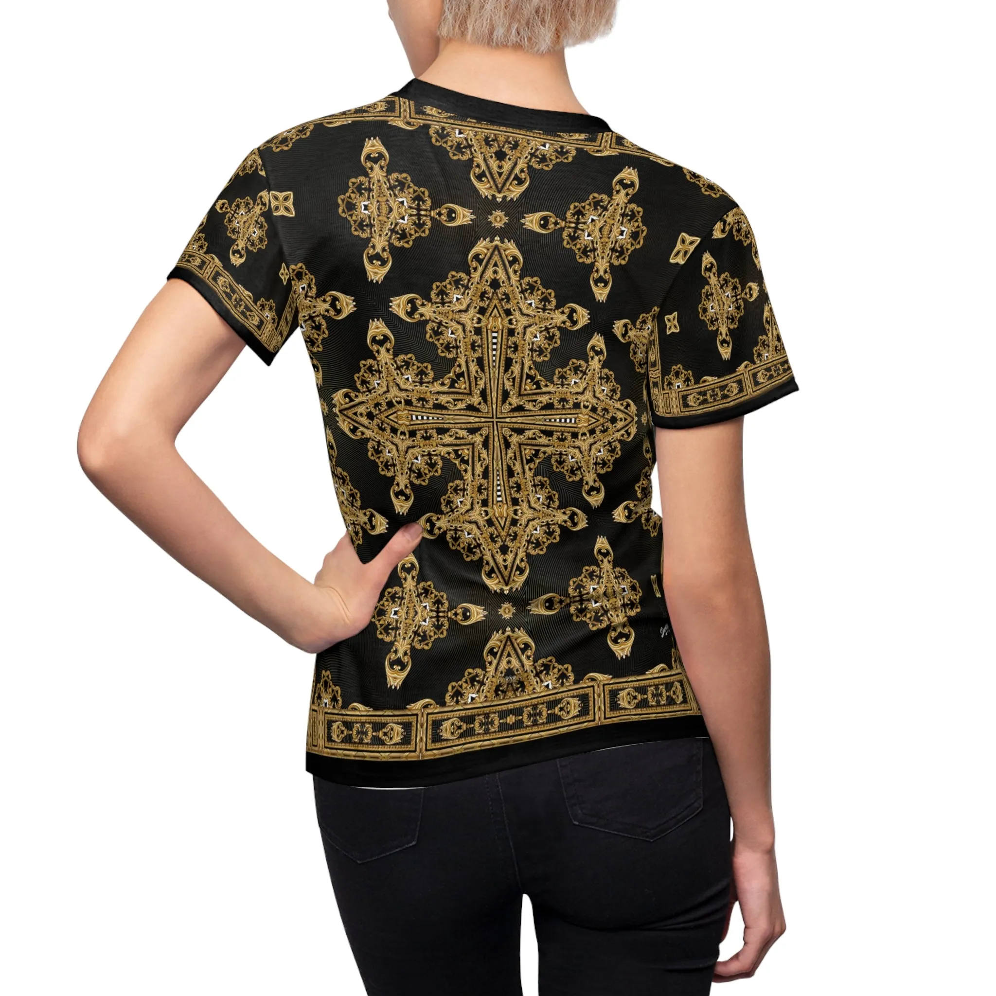 Russian Baroque T-Shirt Unisex Tee All Over Print T-Shirt Decorative Gold Tee Unisex T-Shirt  | D20039