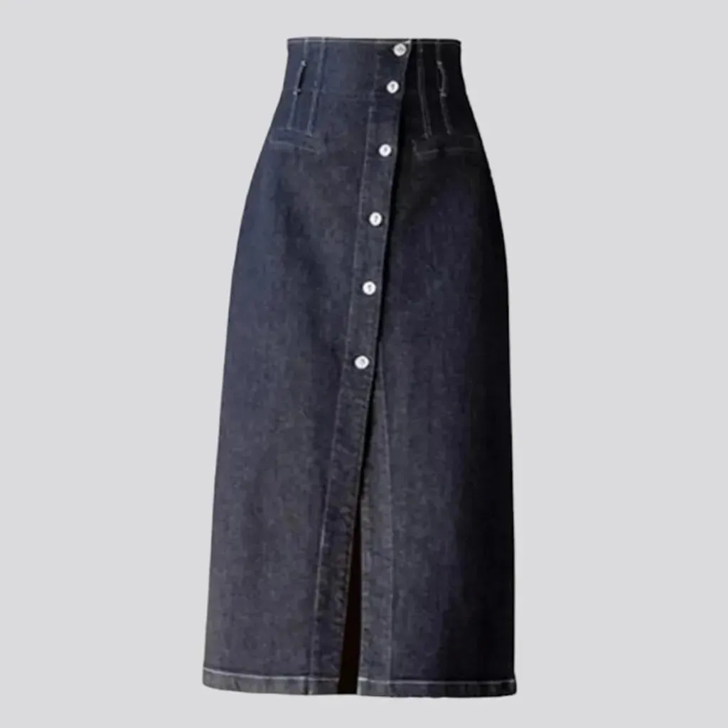 Slit classic women's jean skirt