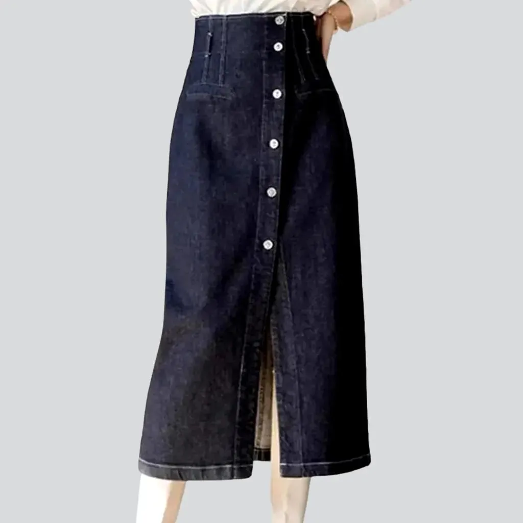 Slit classic women's jean skirt