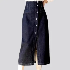 Slit classic women's jean skirt