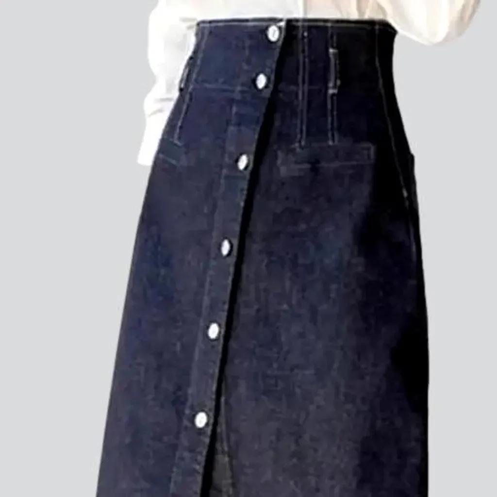 Slit classic women's jean skirt