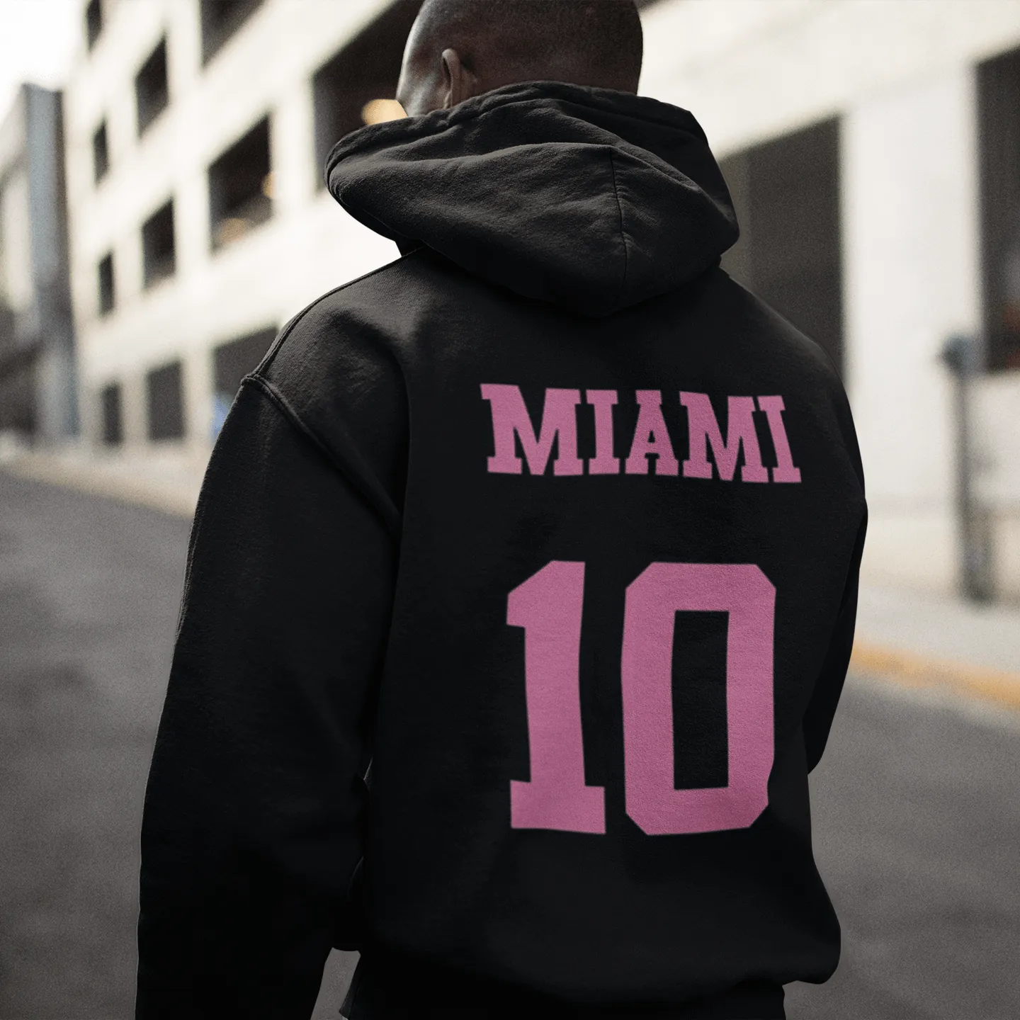 Soccer Hoodie Miami 10 Rear Design Front Pocket Design Blended Midweight Pulllover