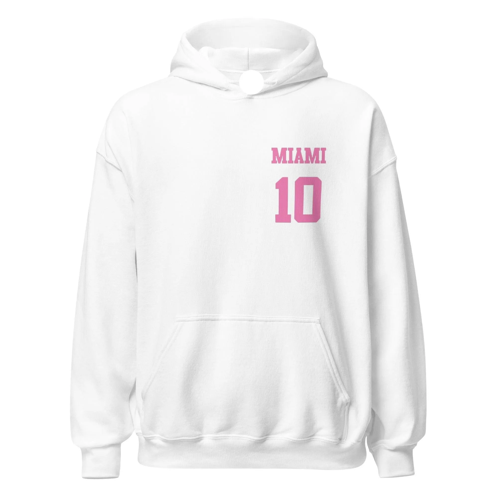 Soccer Hoodie Miami 10 Rear Design Front Pocket Design Blended Midweight Pulllover