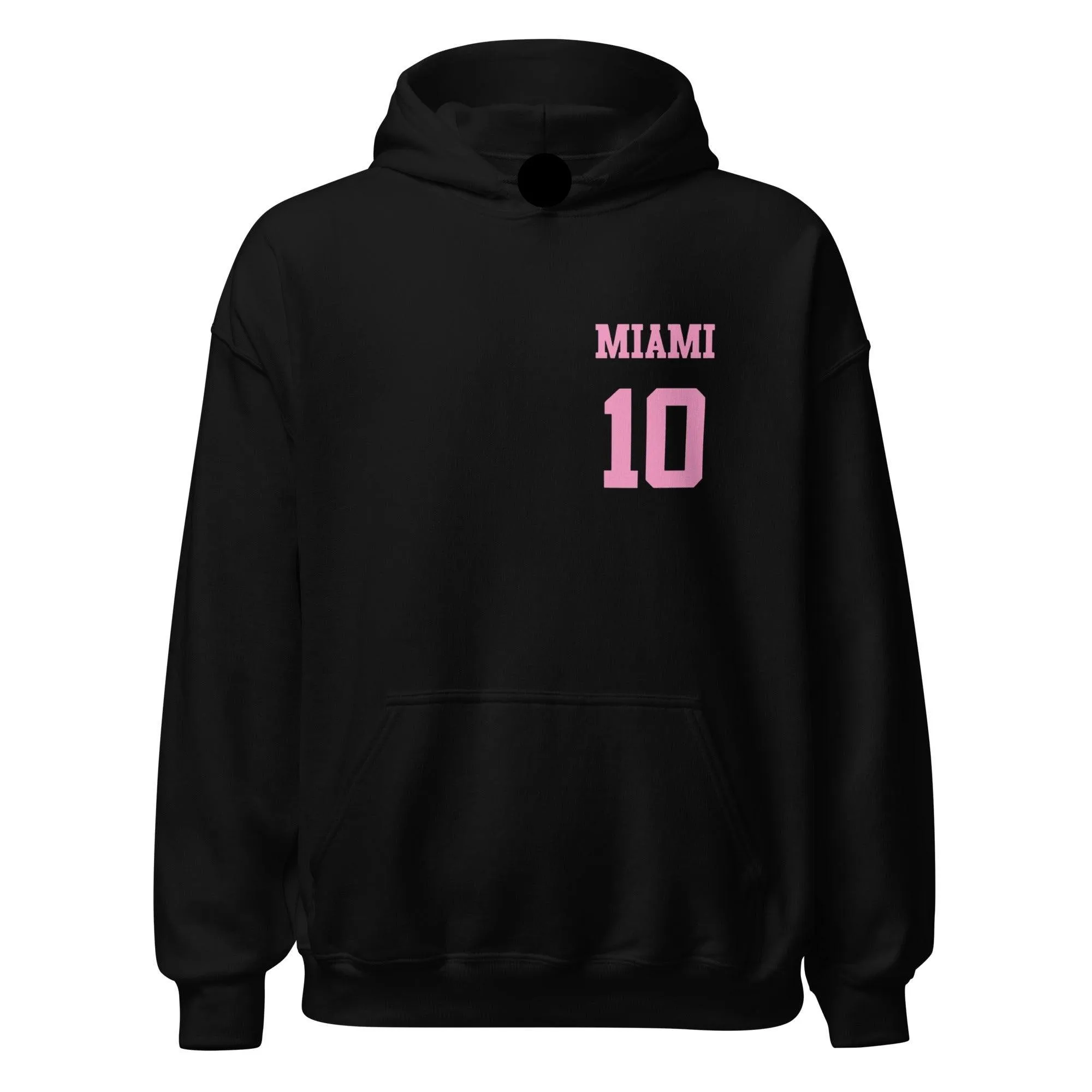 Soccer Hoodie Miami 10 Rear Design Front Pocket Design Blended Midweight Pulllover