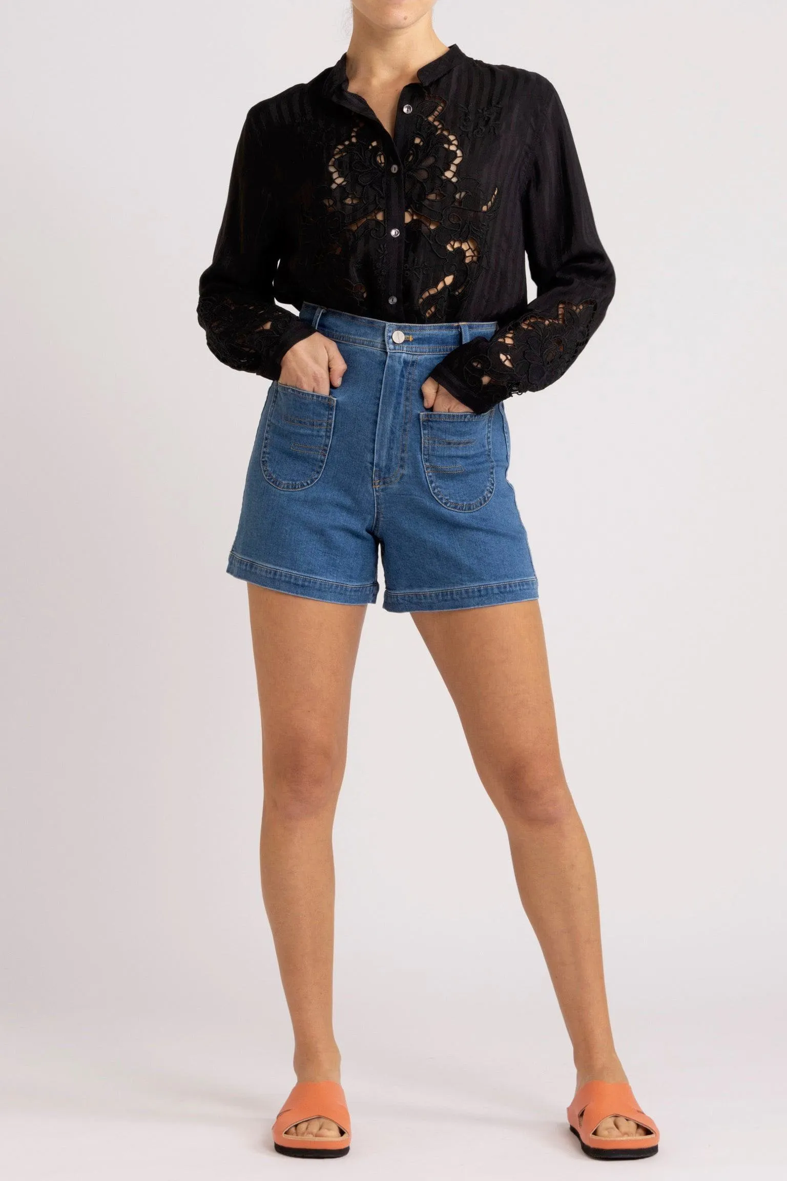 Tessa Embroidered Cutout Shirt